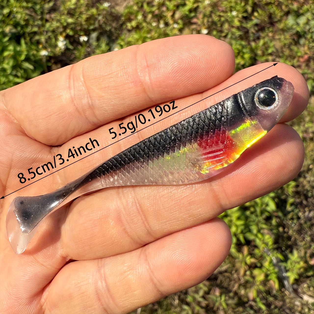 4pcs Handcrafted Reflective Silicone Fishing Lure Black Re- 4pieces