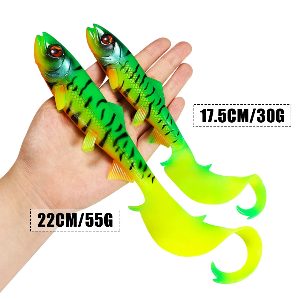 Wavy Tail Soft Swimbait 17.5cm 30g / 22cm 55g && 6.89in 1.06oz / 1.94oz 8.66in
