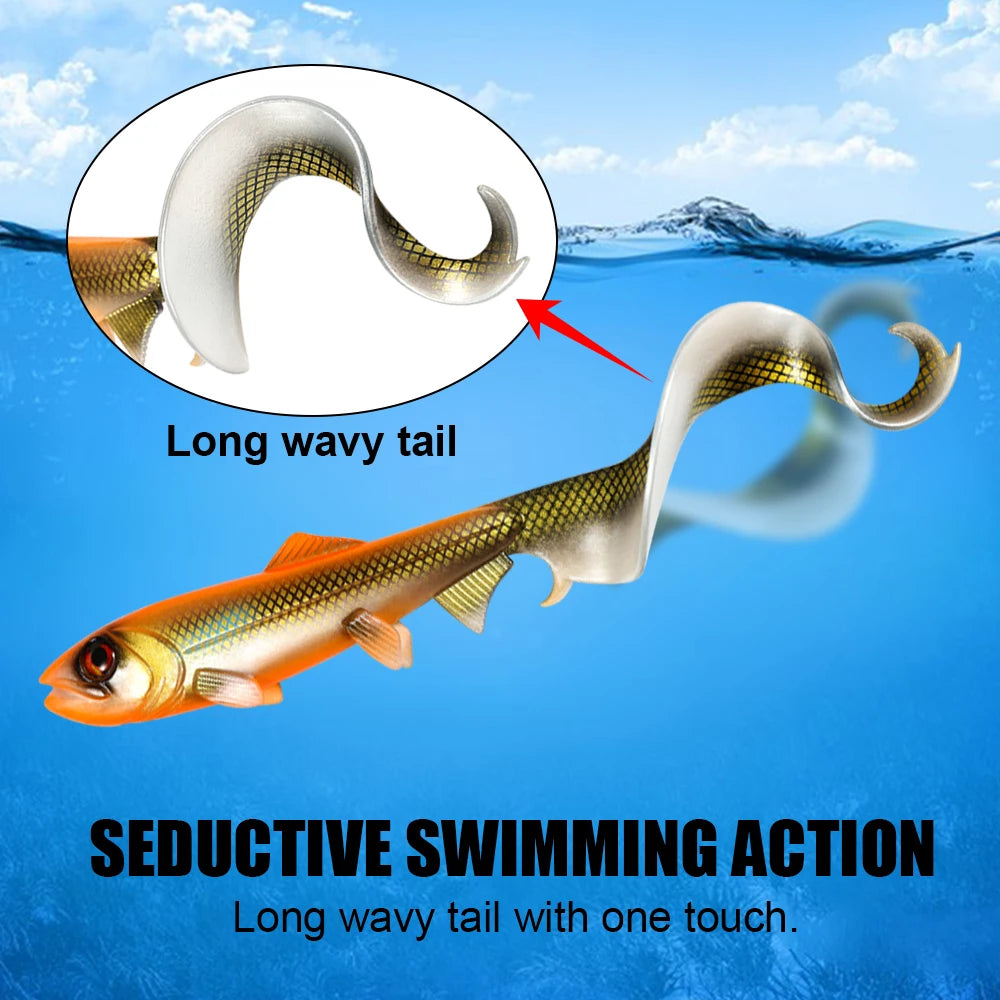 Wavy Tail Soft Swimbait 17.5cm 30g / 22cm 55g && 6.89in 1.06oz / 1.94oz 8.66in