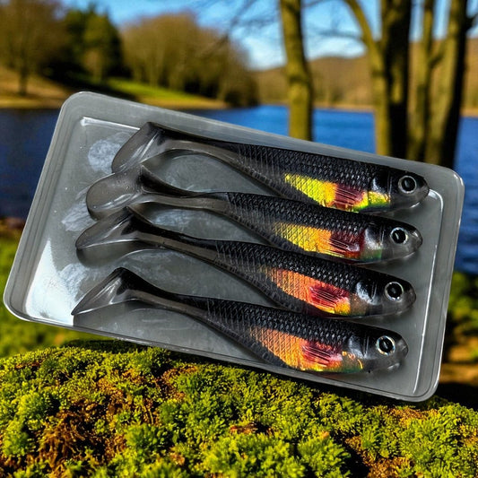 4pcs Handcrafted Reflective Silicone Fishing Lure Black Re- 4pieces