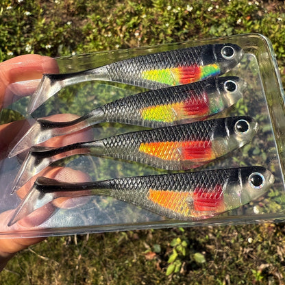 4pcs Handcrafted Reflective Silicone Fishing Lure Black Re- 4pieces
